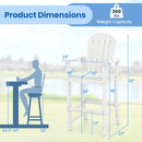 Set of 2 Counter Height Outdoor HDPE Bar Stool with Armrests and Footrest