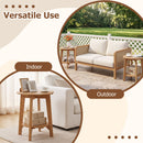 Eucalyptus Wood Side Table Set of 2 with Storage Shelf