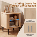 Fluted Nightstand Set with Sliding Doors and Adjustable Shelf