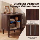 Fluted Nightstand Set with Sliding Doors and Adjustable Shelf