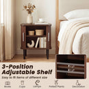 Fluted Nightstand Set with Sliding Doors and Adjustable Shelf