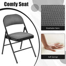 4 Pieces Fabric Upholstered Padded Seat Folding Chairs Seet