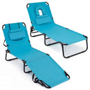 Set of 2 Folding Face Down Tanning Chair with Face Hole 3 Removable Pillows