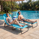 Set of 2 Folding Face Down Tanning Chair with Face Hole 3 Removable Pillows