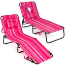 Set of 2 Folding Face Down Tanning Chair with Face Hole 3 Removable Pillows