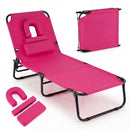 Set of 2 Folding Face Down Tanning Chair with Face Hole 3 Removable Pillows