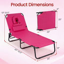 Set of 2 Folding Face Down Tanning Chair with Face Hole 3 Removable Pillows