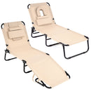 Set of 2 Folding Face Down Tanning Chair with Face Hole 3 Removable Pillows