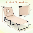 Set of 2 Folding Face Down Tanning Chair with Face Hole 3 Removable Pillows