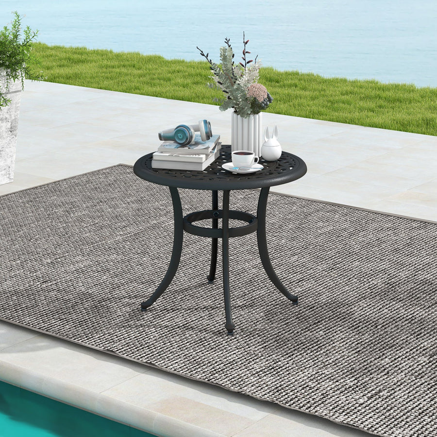 Aluminum Patio Side Tables Set of 2 with Adjustable Feet