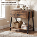 Industrial Nightstand Set of 2 with Drawer and Shelf