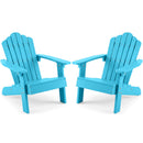 Set of 2 Kids Adirondack Chairs All-weather Outdoor Chairs for Children with Tilted High Backrest