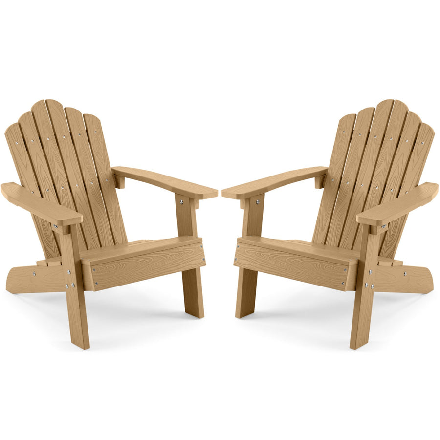 Set of 2 Kids Adirondack Chairs All-weather Outdoor Chairs for Children with Tilted High Backrest