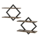 Metal Floating Wall Shelves Set of 2 with Geometric Frame