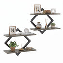 Metal Floating Wall Shelves Set of 2 with Geometric Frame