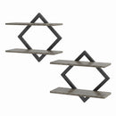 Metal Floating Wall Shelves Set of 2 with Geometric Frame