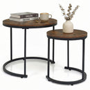 Set of 2 Modern Round Stacking Nesting Coffee Tables for Living Room