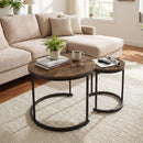 Set of 2 Modern Round Stacking Nesting Coffee Tables for Living Room