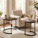 Set of 2 Modern Round Stacking Nesting Coffee Tables for Living Room
