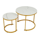 Set of 2 Modern Round Stacking Nesting Coffee Tables for Living Room