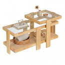 Nesting Coffee Tables Set of 2 with Rattan Shelf - Natural