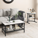 Set of 2 Nesting Coffee Table with Extra Storage Shelf for Living Room-Black
