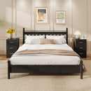 Set of 2 Nightstand with Charging Station End Table with 3 Storage Drawers Bedside Table for Bedroom