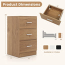 Set of 2 Nightstand with Charging Station End Table with 3 Storage Drawers Bedside Table for Bedroom