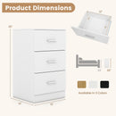 Set of 2 Nightstand with Charging Station End Table with 3 Storage Drawers Bedside Table for Bedroom