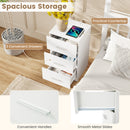 Set of 2 Nightstand with Charging Station End Table with 3 Storage Drawers Bedside Table for Bedroom