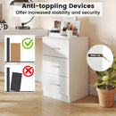Set of 2 Nightstand with Charging Station End Table with 3 Storage Drawers Bedside Table for Bedroom