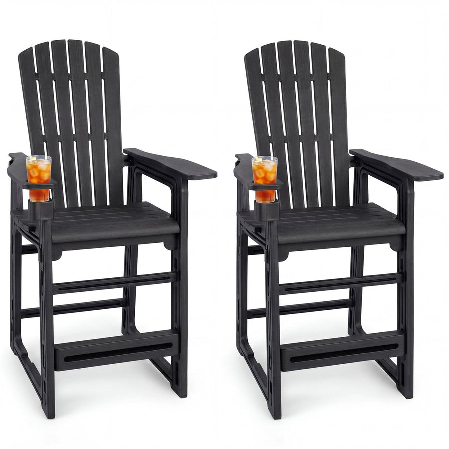 Outdoor Bar Stool Set of 2 with Backrest and Armrests 29