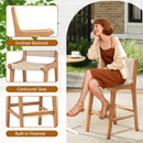 Set of 2 Outdoor Counter Height Bar Stool Woven Paper Rope Patio Barstool with Teak Wood Frame
