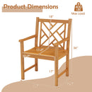 Set of 2 Outdoor Dining Chairs Acacia Wood with Cross-Pattern Backrest