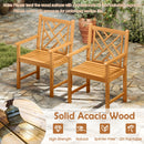 Set of 2 Outdoor Dining Chairs Acacia Wood with Cross-Pattern Backrest