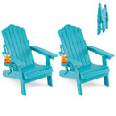 Folding Adirondack Chairs Set of 2 with Adjustable Backrest