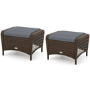 Outdoor PE Wicker Ottomans Set of 2 with Removable Cushions