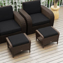 Outdoor PE Wicker Ottomans Set of 2 with Removable Cushions