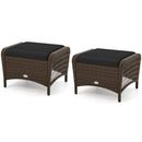 Outdoor PE Wicker Ottomans Set of 2 with Removable Cushions
