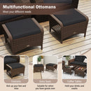 Outdoor PE Wicker Ottomans Set of 2 with Removable Cushions