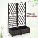 Set of 2 PE Rattan Raised Garden Bed with Trellis Planter Box for Climbing Plants-Rustic Brown