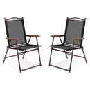 Set of 2 Patio Folding Sling Back Camping Deck Chairs