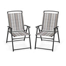 Set of 2 Patio Folding Sling Chairs Space-saving Dining Chair-Gray