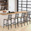 Set of 2 Patio Bar Chairs with Detachable Cushion and Footrest-Vertical Stripes