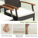 Patio Wicker Chair Set of 2/4 with Soft Zippered Cushion
