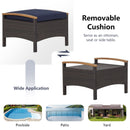 Set of 2 Fade-Resistant Wicker Patio Ottoman
