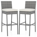 Set of 2/4 Patio Wicker Barstools with Soft Seat Cushion and Cozy Footrest