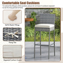 Set of 2/4 Patio Wicker Barstools with Soft Seat Cushion and Cozy Footrest