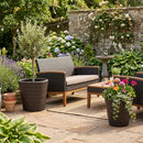 Rattan Planters Set of 2 with Drainage Holes and Saucers