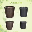 Rattan Planters Set of 2 with Drainage Holes and Saucers